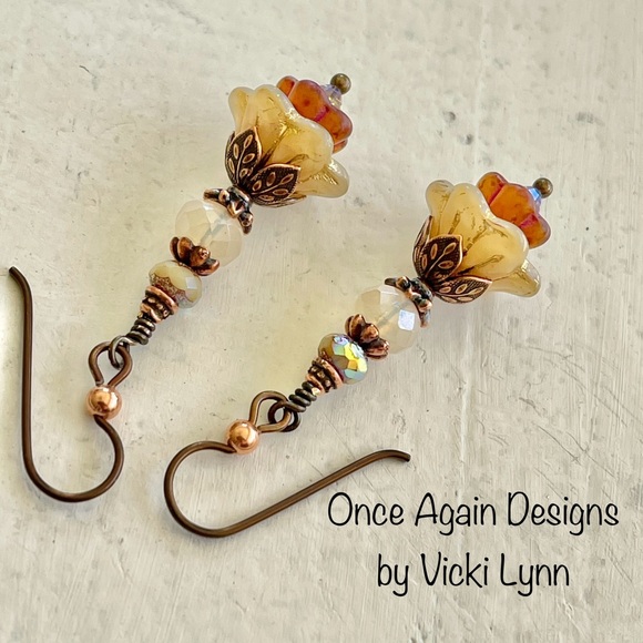 ARTISAN Earrings “Champagne and Roses” - Dangles - Picture 5 of 10